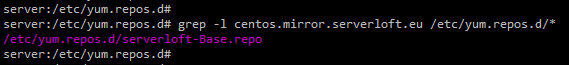 grep -l centos.mirror.serverloft.eu /etc/yum.repos.d/*